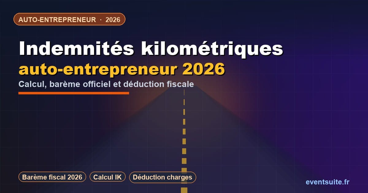 Indemnités kilométriques auto-entrepreneur 2026 — calcul du barème fiscal et déduction des frais de déplacement