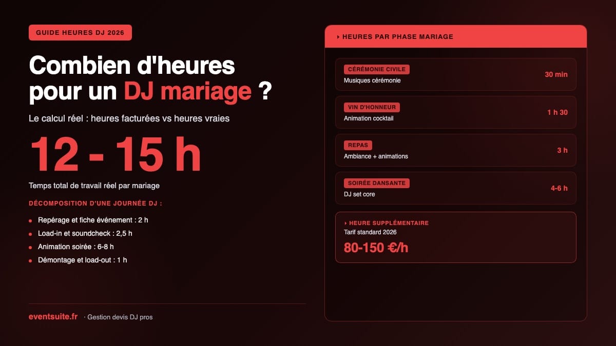 Combien d'heures pour un DJ mariage — décomposition d'une journée type