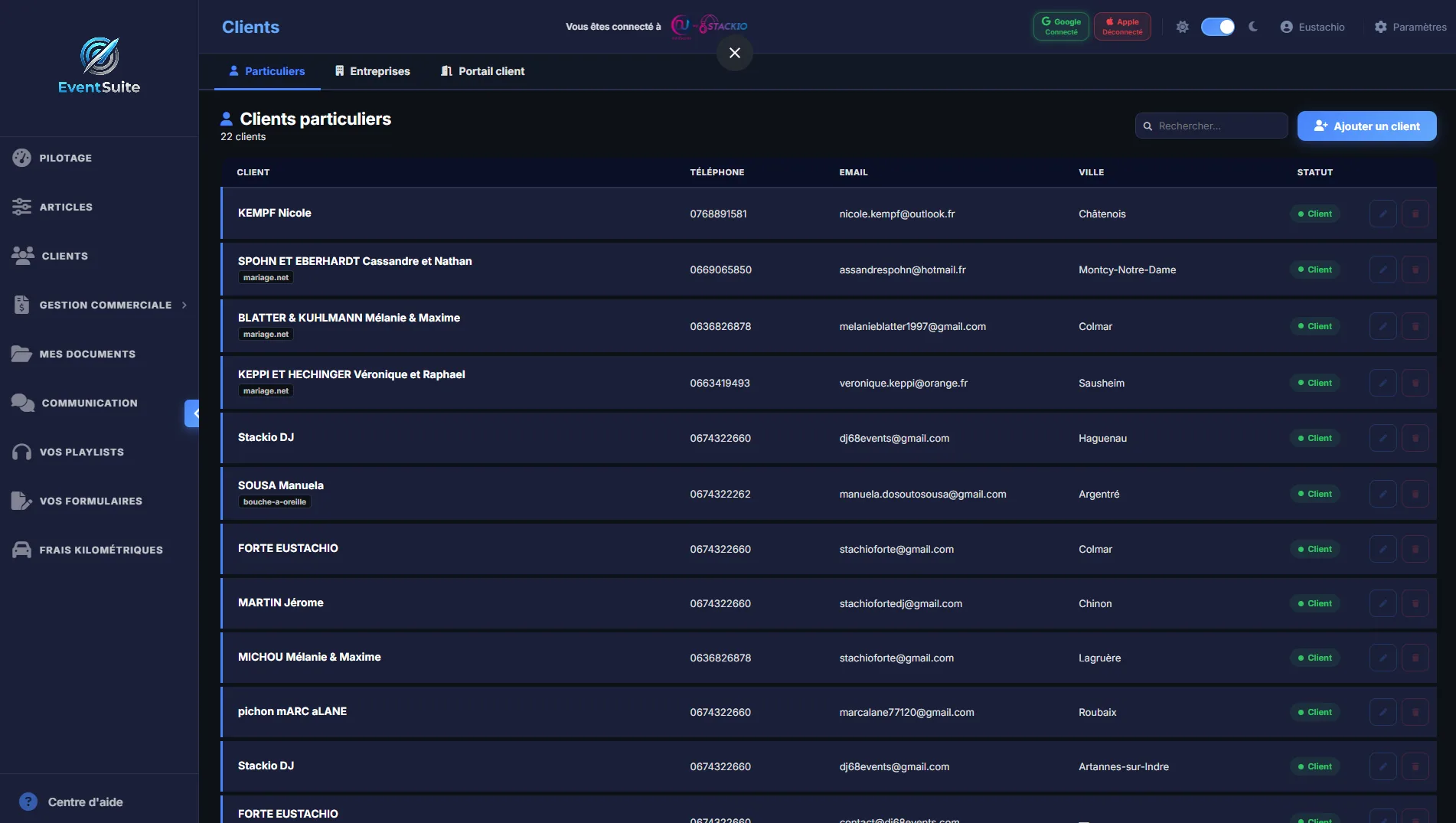 EventSuite — CRM clients événementiel