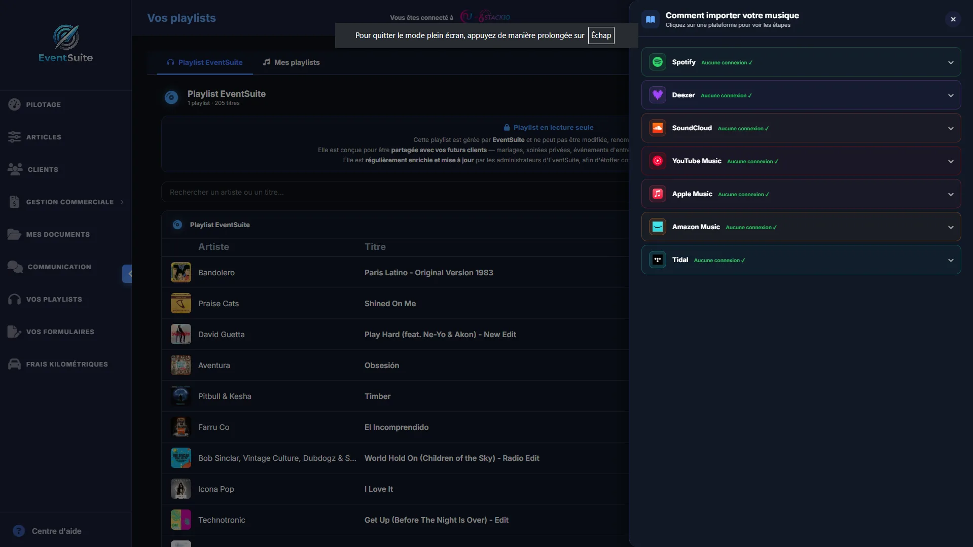 EventSuite — Gestion playlist DJ multi-plateformes