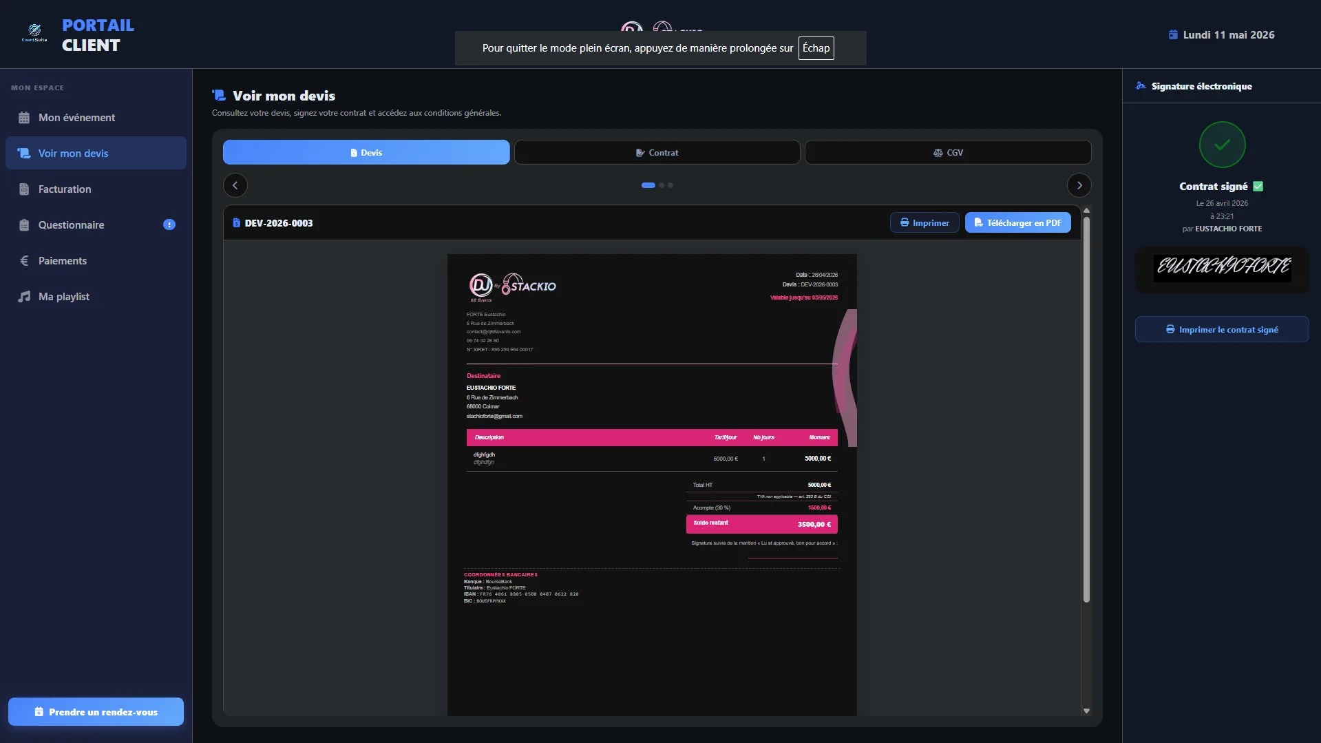 EventSuite — Portail client côté marié